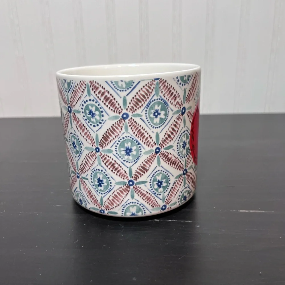 Anthropologie Monogram H Mug Oscar Wilde Quote Quill & Quaver Pattern Initial”H”